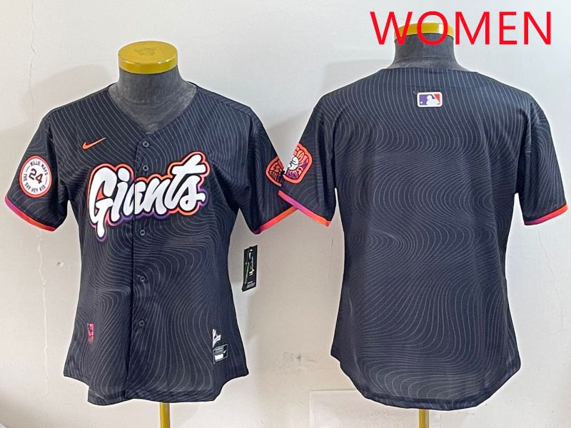 Women San Francisco Giants Blank Black Second generation Joint Name 2025 Nike MLB Jersey style 2